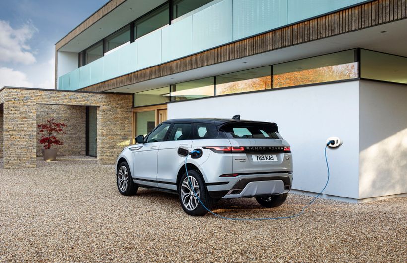Range Rover Evoque charging at house